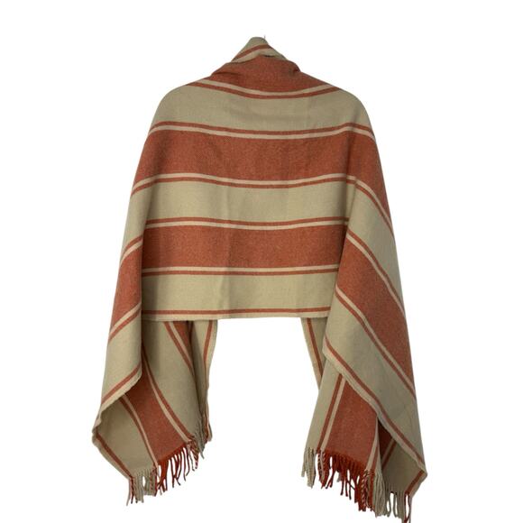 Madewell Twill Stripe Cape Scarf Muted Blush Multi Wrap Shawl Fringe One Size - Picture 3 of 6